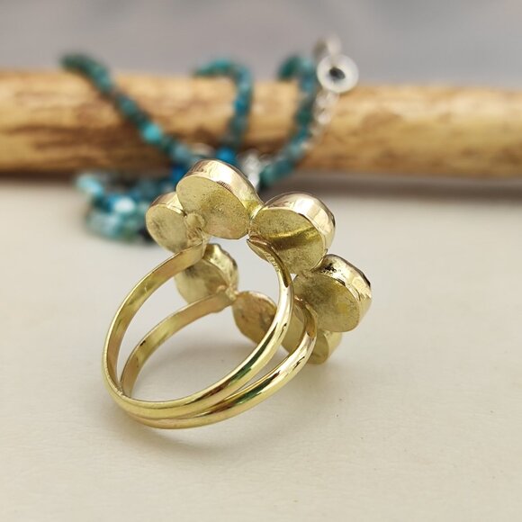 Turquoise ring. 14K solid yellow gold ring with Turquoise. Handmade ring. - Picture 9 of 14